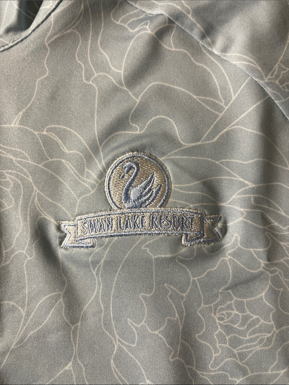 adidas Pale Blue Floral Quarter-Zip Performance Top - The Swan Lake Resort - Picture 2 of 5